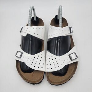 Birkenstock Arizona Unisex M7-L9 White Leather Comfort Waterproof Slide Sandals